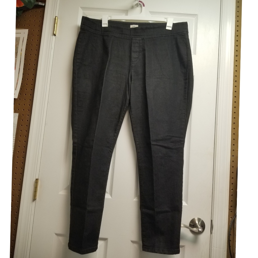 St. John's Bay Black Dark Wash Elastic Waistband Skinny Straight Jegging Size 2X